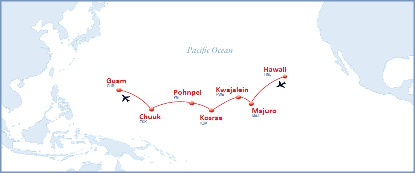 United Island Hopper Map Flight Of Fantasy - United Flight 154 - The Island Hopper